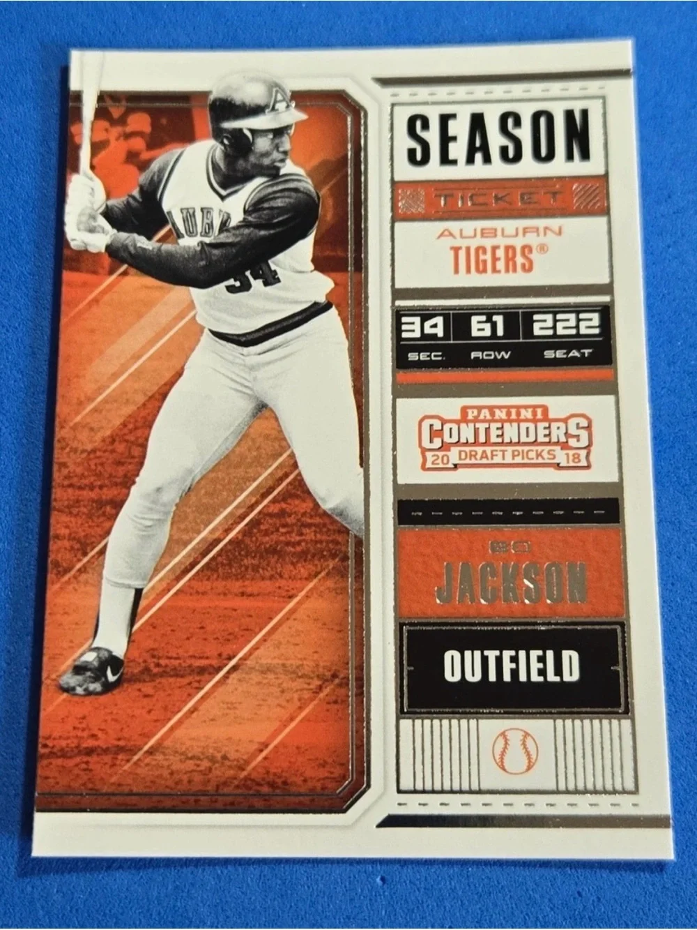 BO JACKSON 2018 Panini Contenders Draft Picks #5 Baseball Card (Excellent Shape)